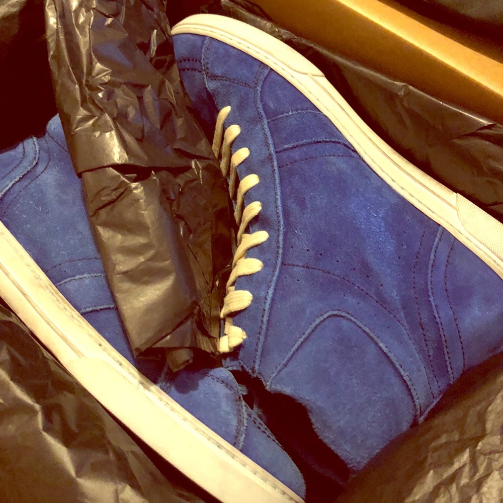 Saint Laurent vintage washed blue suede sneaker.